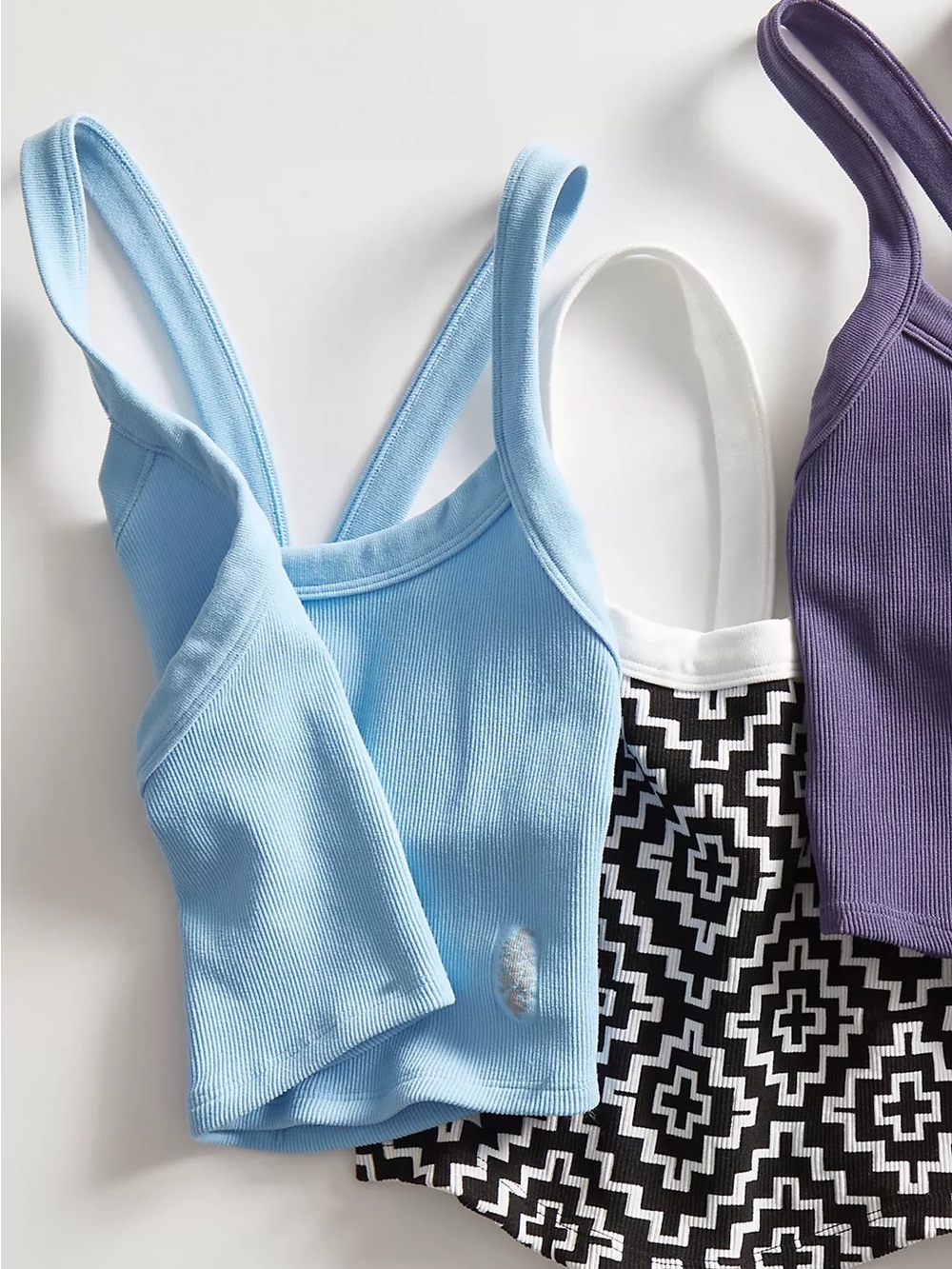 FP Movement by Free People Light Blue Ribbed Bandeau